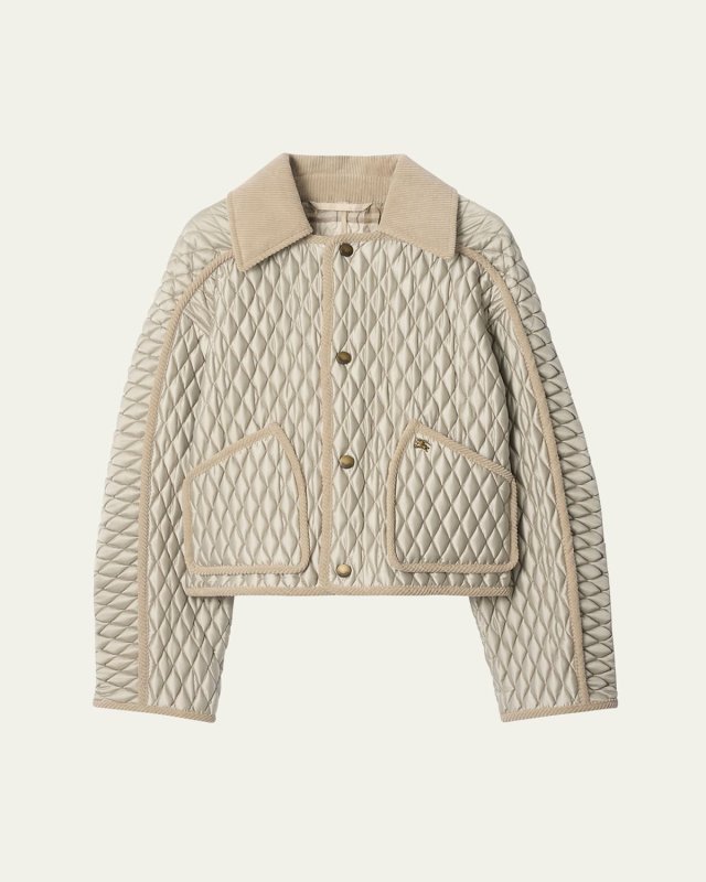 Floriston Corduroy-Trim Quilted Barn Jacket